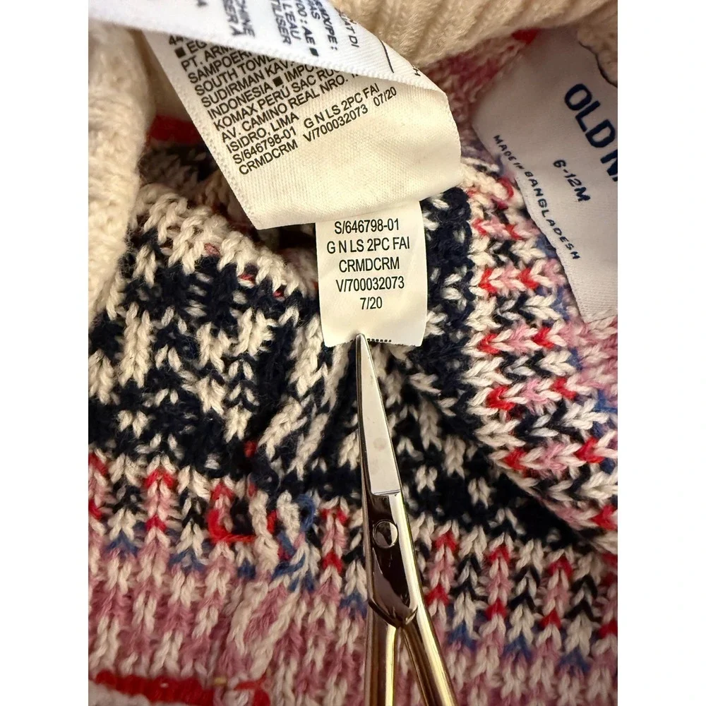 Old Navy Baby Cozy Fair Isle Sweater Leggings 6-12 Month Winter Cotton Knit Pant
